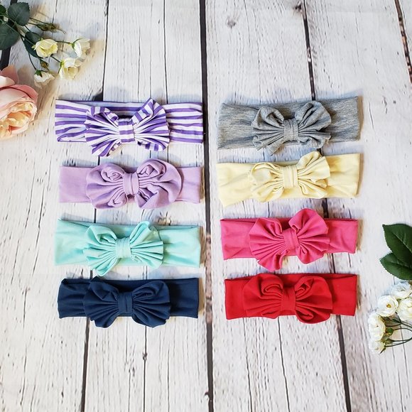 Bundle of 8 - Baby Big Bow Headbands - Picture 4 of 12